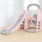 3-in-1 Kids Indoor Slide, Swing & Basketball Set – Pink & Grey Playset for Toddlers (175×120×106 cm)